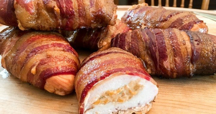 Smoked Bacon Wrapped Stuffed Chicken Breast