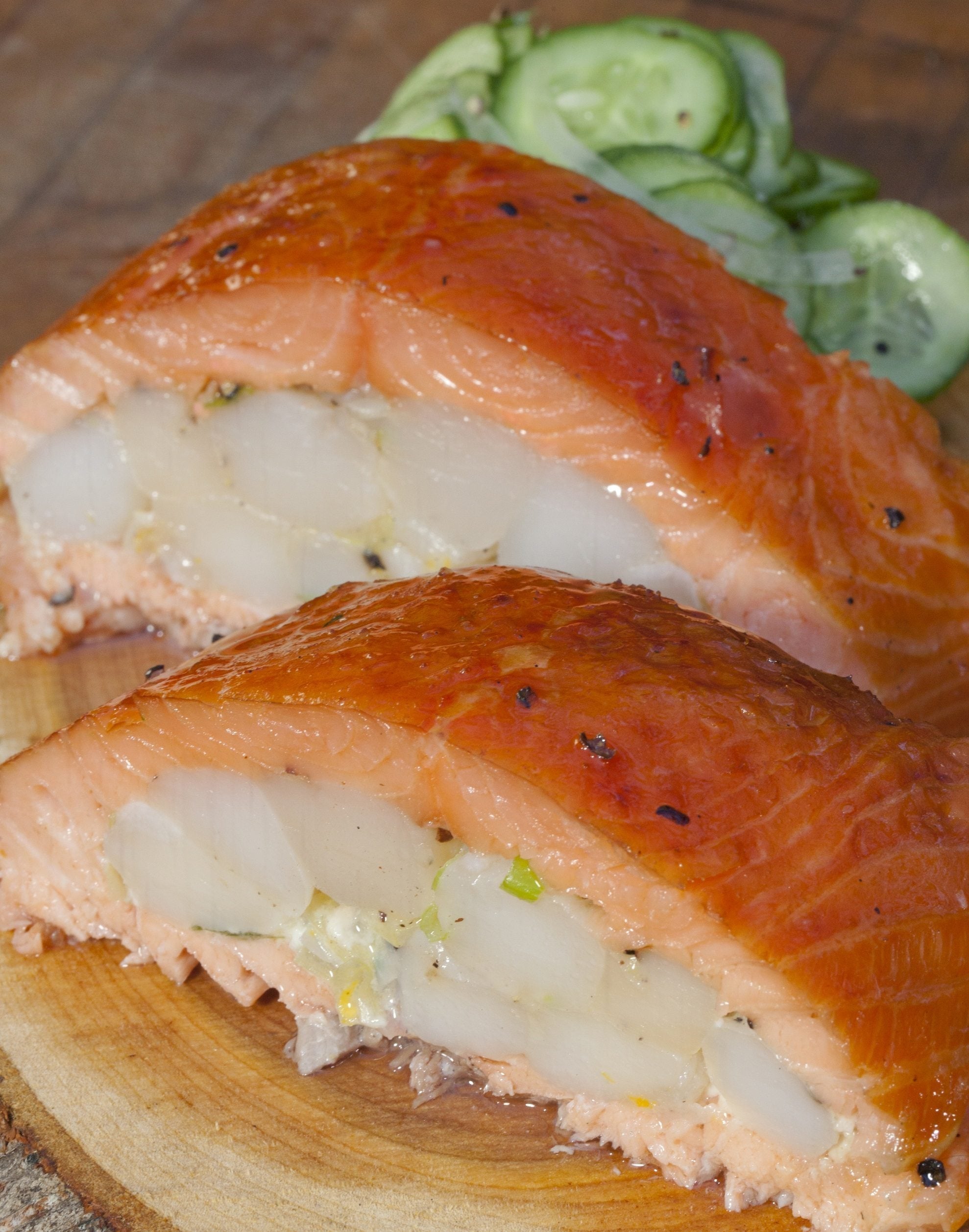 Hot Smoked Salmon with Bay Scallop Stuffing Recipe | Bradley Smokers