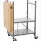 Foldable Kitchen Cart on Wheels, Wood top, Steel Grey Frame