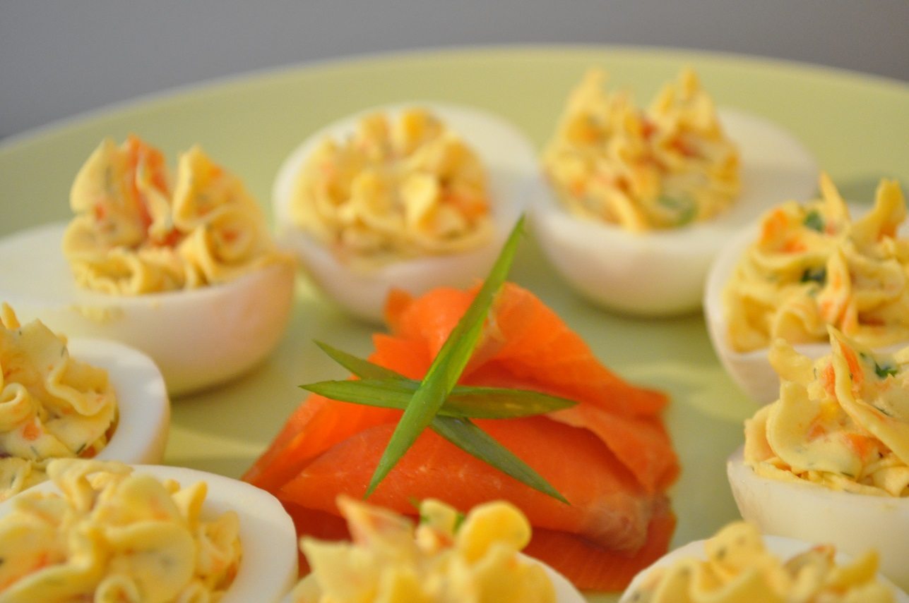 Salmon eggs recipe plated
