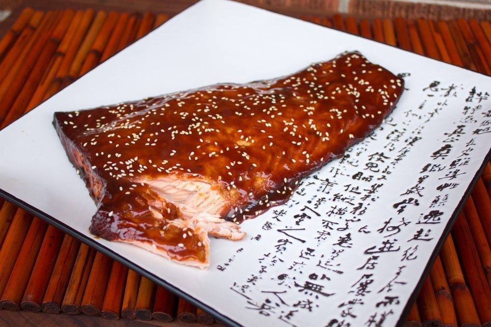 Hoisin Smoked Salmon on Asian style plate